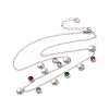 304 Stainless Steel Colorful Cubic Zirconia Flat Round & Shell Shaped Bib Necklaces for Women NJEW-U031-08P-01-2