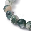 Natural Tree Agate Round Bead Stretch Bracelets for Women BJEW-JB09871-2