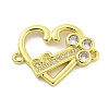 Rack Plating Brass Pave Clear Cubic Zirconia Connector Charms KK-B091-33G-1
