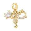 Brass Micro Pave Clear Cubic Zirconia European Dangle Charms LS-KK-K368-31G-1