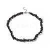 Natural Obsidian Chip Beaded Necklaces with 304 Stainless Steel Lobster Claw Clasp & Chain Extender NJEW-JN04225-03-1