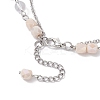 2Pcs 2 Styles Natural Amethyst Chip & Glass & 304 Stainless Steel Handmade Link Chain Double Layer Necklaces for Women NJEW-JN05363-7