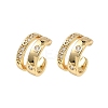 Two-layer C-Shaped Brass Micro Pave Clear Cubic Zirconia Cuff Earrings EJEW-L316-01G-04-4