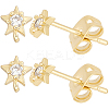 5 Pairs Star Shape Brass Micro Pave Clear Cubic Zirconia Stud Earring Findings ZIRC-BBC0002-55-1