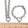 Tarnish Resistant 304 Stainless Steel Cross Rolo Chain Jewelry Sets SJEW-A077-02P-4