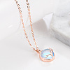 Flat Round with Antler Shape Brass Natural Moonstone Pendant Necklaces for Women WG9EF84-06-1