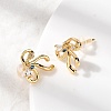Bowknot Brass Micro Pave Clear Cubic Zirconia Stud Earrings EJEW-P331-03G-3
