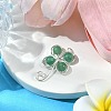 Copper Wire Wrapped Natural Green Aventurine Shamrock Pendants PALLOY-JF02945-04-2