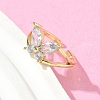 Brass Micro Pave Clear Cubic Zirconia Cuff Rings for Women RJEW-D307-01G-C-5