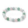 8mm Round Natural Rose Quartz & Amazonite & Green Aventurine & Quartz Crystal Beaded Stretch Bracelets for Women BJEW-JB10625-02-1