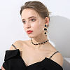 4 Pairs 4 Colors Oval & Teardrop & Rectangle Rhinestone Dangle Stud Earrings EJEW-AN0003-05-5