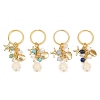 4Pcs 4 Colors Ocean Series Natural White Jade & Lapis Lazuli & Green Aventurine & Synthetic Turquoise & 304 Stainless Steel Starfish Shell Shape Turtle Keychain KEYC-JKC01388-2