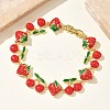 Brass & Enamel Link Chain Bracelets for Women BJEW-A171-02G-1