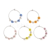 Flower Glass Seed Wine Glass Charms AJEW-JO00189-1