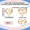 6Pcs Clear Cubic Zirconia Heart with Hand Brooch Pin JEWB-BBC0001-03-2