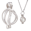 1Pc Rhodium Plated Sterling Silver Bead Cage Pendants STER-HS0001-18-1