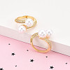 Brass Micro Pave Clear Cubic Zirconia Cuff Rings for Women KK-T074-26G-1