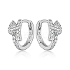 Anti-Tarnish Teardrop Rhodium Plated 925 Sterling Silver Mirco Pave Cubic Zirconia Hoop Earrings RC9325-1-1