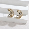 304 Stainless Steel Two Tone C-Shaped Stud Earrings LS-EJEW-F392-03G-1