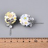 Handmade Polymer Clay Rhinestone Beads with Resin Alloy Iron Chain Glass ABS Imitation Pearl RESI-T060-27M-4