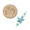 Dyed Synthetic Turquoise Starfish Rondelle Round Beaded Connector Charms PALLOY-JF04015-01-2