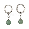 Natuarl Mixed Stone Round Hoop Earrings EJEW-JE06593-3