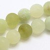 Natural New Jade Stone Frosted Round Bead Strands G-O039-06-6mm-1