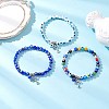 3Pcs 3 Colors Cross 304 Stainless Steel Charm Bracelets BJEW-JB12262-1