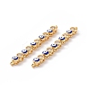 Flat Round with Evil Eye Pattern Brass Micro Pave Clear Cubic Zirconia Enamel Connector Charms KK-G435-44G-01-3