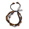Adjustable Natural Tiger Eye & Hematite Braided Bead Bracelets BJEW-U035-01B-4