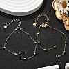 2Pcs 2 Colors 304 Stainless Steel Round Ball Cable Chain Bracelet Making AJEW-JB01331-1