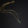 Glass Rectangle Pendant Necklace with Golden Stainless Steel Chains ZR6442-3