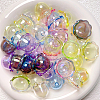 70Pcs 7 Colors UV Plating Acrylic Bead Caps OACR-SP0001-60-7