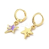 Star & Moon Real 18K Gold Plated Brass Dangle Leverback Earrings EJEW-L268-032G-01-2