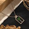 Arch with Coconut Tree Brass Enamel Pendant Necklaces LS-NJEW-H051-03G-3