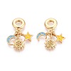 Brass Micro Pave Clear Cubic Zirconia and Enamel European Dangle Charms KK-T079-73G-1