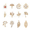 Crafans 24Pcs 12 Style Zinc Alloy Rhinestone Pendant FIND-CF0001-03-2