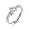 Rack Plating Brass Cubic Zirconia Arabic Letters Adjustable Rings for Women RJEW-S407-10P-01-1