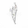 Plum Blossom with Branch Resin Brooch with Imitation Pearl JEWB-N007-023P-FF-1