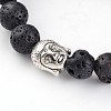 Buddha Head Natural Lava Rock Beaded Stretch Bracelets BJEW-JB02230-03-2