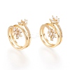 Adjustable Brass Micro Pave Clear Cubic Zirconia Cuff Rings RJEW-M133-01G-2