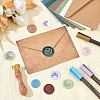 Brass Wax Seal Stamp with Wood Handle AJEW-WH0412-0272-4