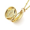 Brass Micro Pave Clear Cubic Zirconia Satellite Chain Locket Pendant Necklaces for Women NJEW-M009-03G-B-2