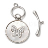 Brass Micro Pave Clear Cubic Zirconia Toggle Clasps KK-N254-92P-1