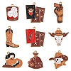 18Pcs 9 Styles Western Cowboy Hat Boots Money Bag Skull Alloy Enamel Pendants FIND-FS0003-91-1