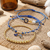 3Pcs 3 Styles Brass & Glass Beads Charm Bracelet Set EY6397-2-4