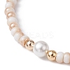 Glass & Shell Pearl Round Beads Braided Bead Bracelets BJEW-JB09874-2