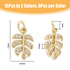 DICOSMETIC 16Pcs 2 Colors Brass Micro Pave Clear Cubic Zirconia Charms ZIRC-DC0001-23-2