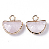 Natural Rose Quartz Semi Circle Pendants G-Q965-11-2