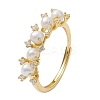 Round Natural Pearl Adjustable Rings RJEW-P113-04G-1